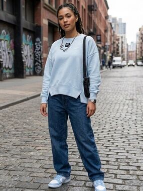 Nike Sportswear Light Blue High-Low Fleece Sweatshirt Size Small